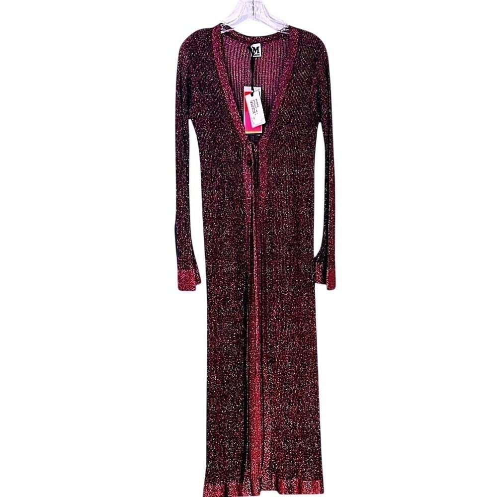 Rare Missoni Sparkling‎ Burgundy Metallic Long Sleeve Dress|Duster Sz:42|10 Chic